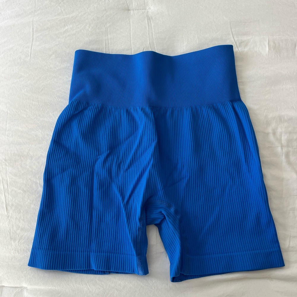 Amazon Women's Ribbed Blue Bike Shorts